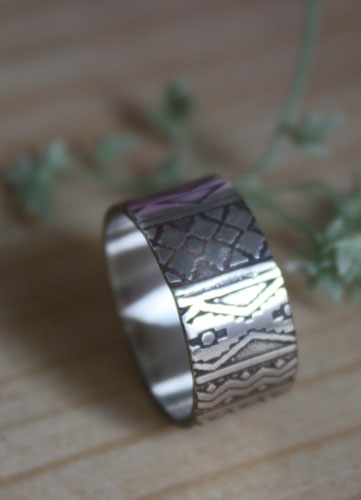 La boheme, bohem spirit engraved ring in sterling silver