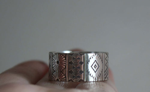 La boheme, bohem spirit engraved ring in sterling silver