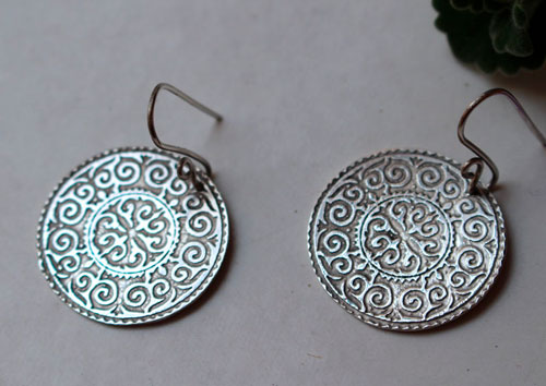Leoda, medieval shield earrings in sterling silver