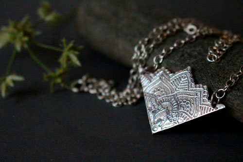 Life flower, lotus mandala necklace in sterling silver