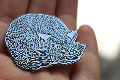 Like a dream, fox brooch in sterling silver