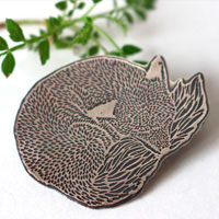 Like a dream, fox brooch in sterling silver