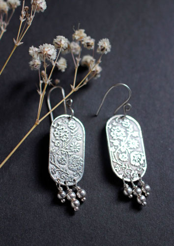 Lina, Asian flower earrings in sterling silver
