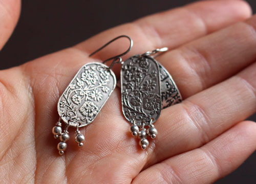 Lina, Asian flower earrings in sterling silver