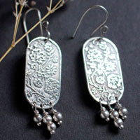 Lina, Asian flower earrings in sterling silver