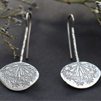 Lion’s tooth, dandelion egret’s earrings in silver