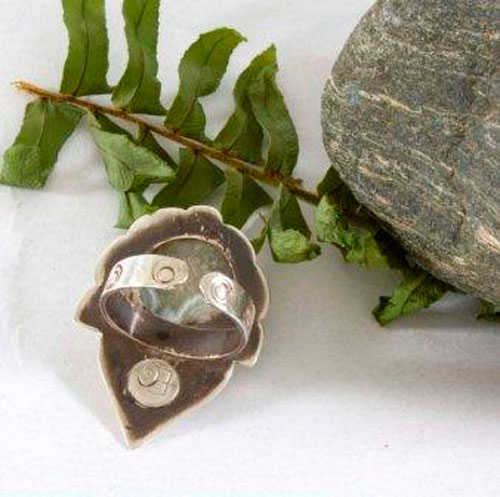 Mahila, Indian third eye ring in silver and ocean jasper
