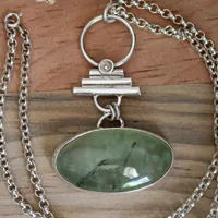 Maia, Roman necklace in sterling silver and prehnite