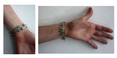 Majorelle, blue garden necklace, anklet and bracelet in silver turquoise, amazonite, labradorite, lapis lazuli and jade