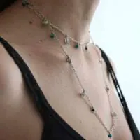 Majorelle, blue garden necklace, anklet and bracelet in silver turquoise, amazonite, labradorite, lapis lazuli and jade