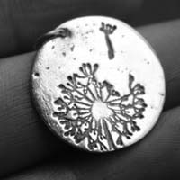 Make a wish, dandelion seed pendant in sterling silver