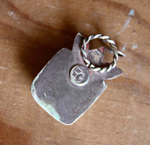 Manjano, square fruit pendant in silver and lemon jade