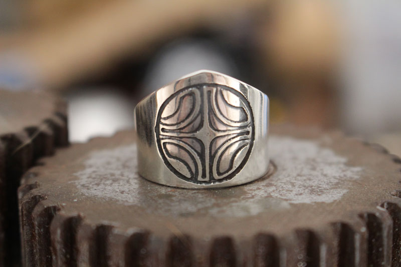 Marquise, Marquesan cross signet ring in sterling silver