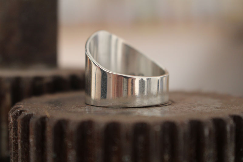 Marquise, Marquesan cross signet ring in sterling silver