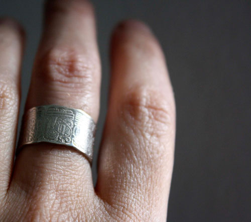 Mayan Calendar, personalized mayan calendar long count ring in silver