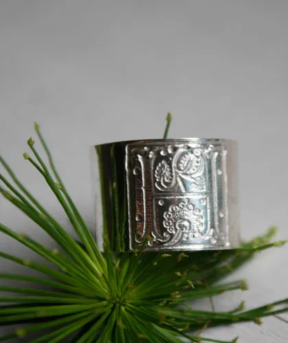 Medieval illumination, Middle Ages illumination ring in sterling silver