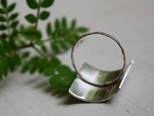 Medieval initial, Middle Ages style illuminated letter ring in silver