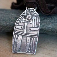 Menhir of the lady of Saint-Sernin, Neolithic female stele necklace in silver