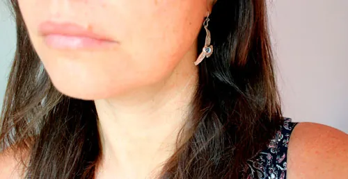 Messages of the dawn, eagle earrings in silver and blue zircon