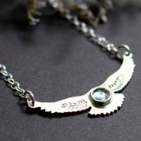 Messenger of the dawn, Native American eagle necklace in silver and spinel
