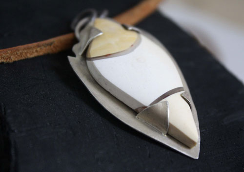 Metaphysical, mystery of nature pendant in silver and breccia mookaite jasper