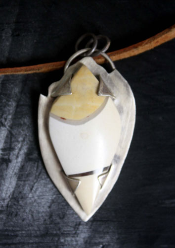 Metaphysical, mystery of nature pendant in silver and breccia mookaite jasper