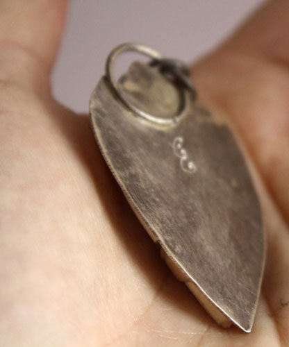 Metaphysical, mystery of nature pendant in silver and breccia mookaite jasper