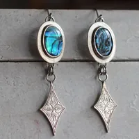 Milky Way, star earrings in silver and paua