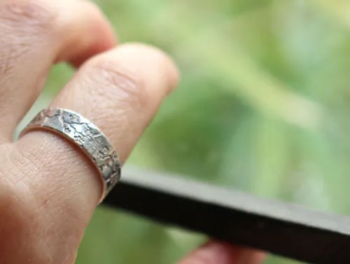 Misao, Japanese cherry blossom branch ring in silver