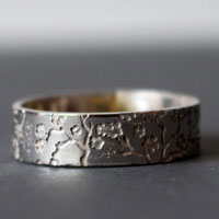 Misao, Japanese cherry blossom branch ring in silver