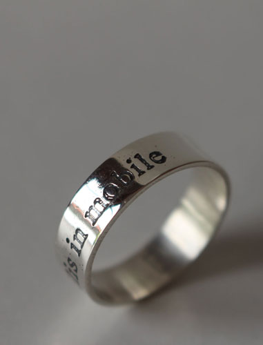 Mobilis In Mobile, quote from twenty thousand leagues Under the sea ring in silver