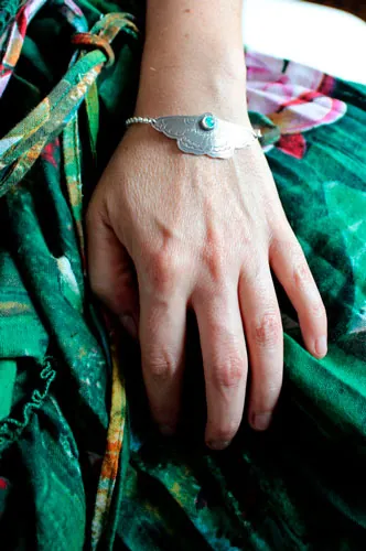Moon moth, night beauty bracelet in silver and opal