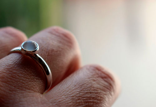 Moonstone, dream ring in sterling silver and moonstone
