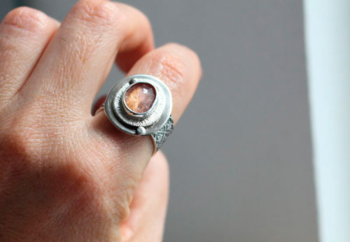 Morning dew, nature’s awakening ring in silver and pink sapphire