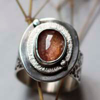 Morning dew, nature’s awakening ring in silver and pink sapphire