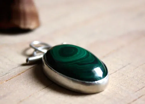 Moss, forest sanctuary pendant in silver and malachite