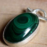 Moss, forest sanctuary pendant in silver and malachite