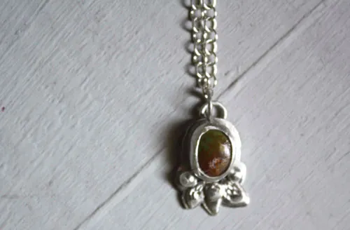 Moss stone, spring nest bracelet in silver and turquoise