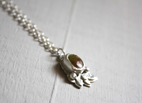 Moss stone, spring nest bracelet in silver and turquoise
