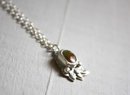 Moss stone, spring nest bracelet in silver and turquoise
