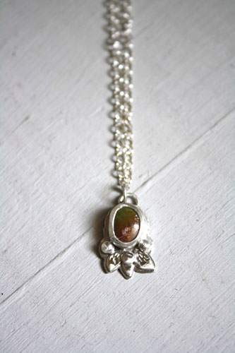 Moss stone, spring nest bracelet in silver and turquoise