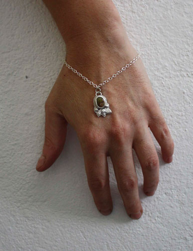 Moss stone, spring nest bracelet in silver and turquoise