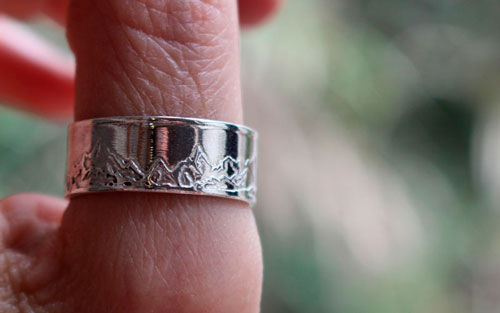 Mountain, mountains range ring in sterling silver