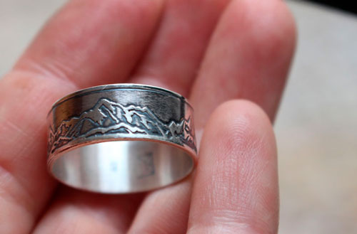 Mountain, mountains range ring in sterling silver