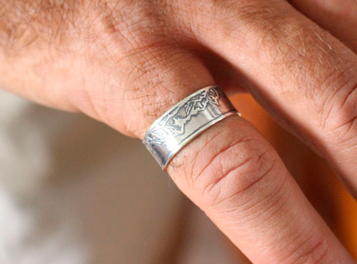 Mountain, mountains range ring in sterling silver