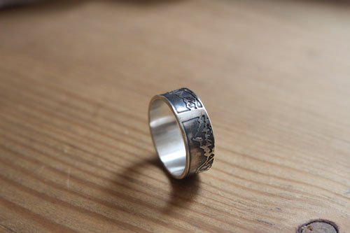 Mountain, mountains range ring in sterling silver