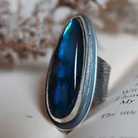 My heart is engraved in your bark, fidelity ring in silver and labradorite
