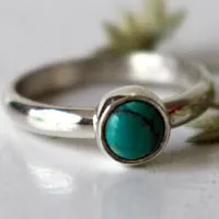 Myosotis, blue flower ring in sterling silver and turquoise