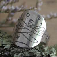 Make your life a dream and a dream a reality, the little prince’s plane ring in silver