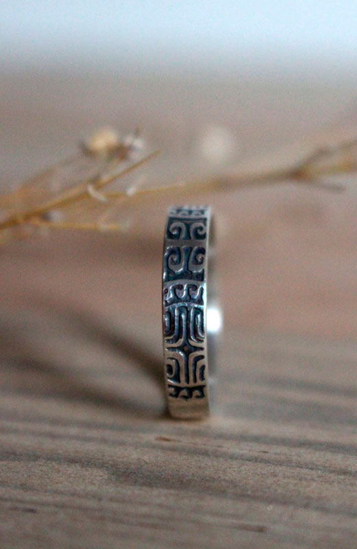 Marquesan, Polynesian cross ring in sterling silver